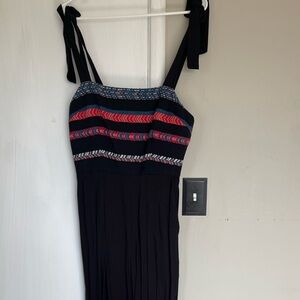 Anthropologie Black Maxi Jumpsuit with Colorful Stripes